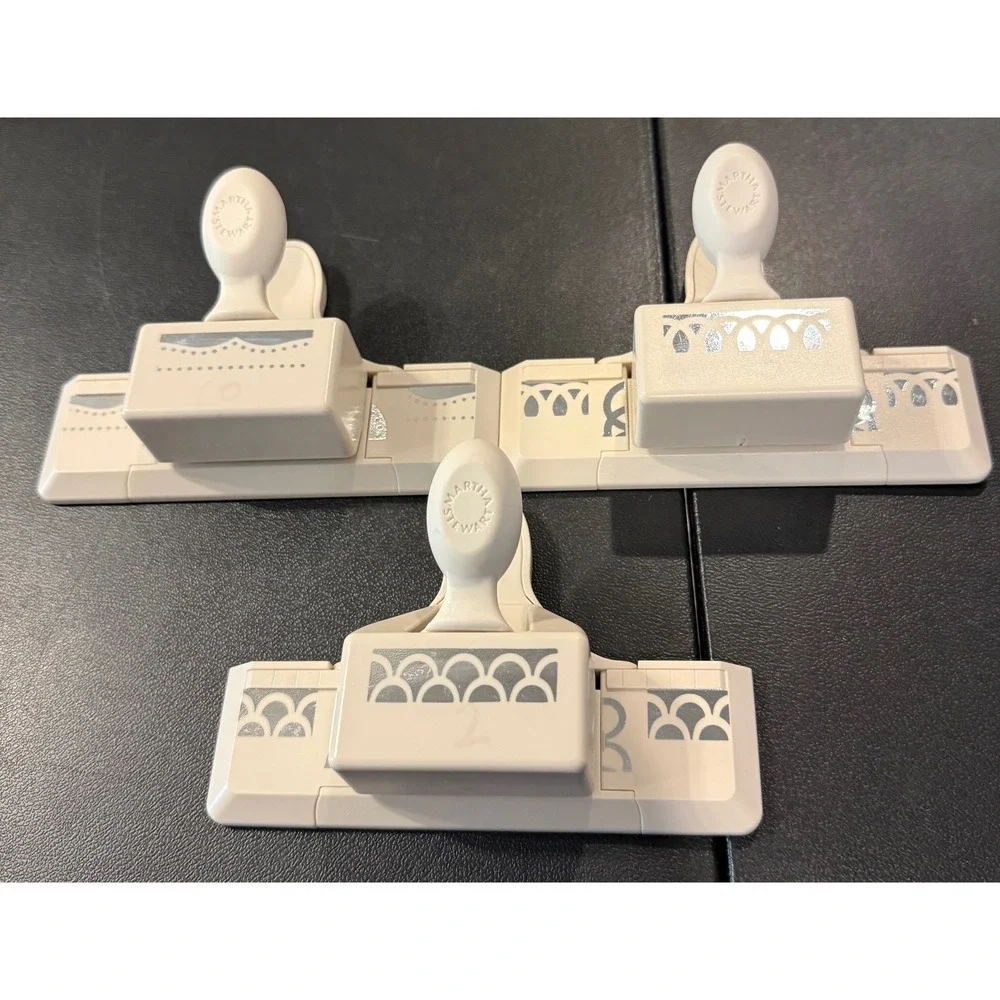 Martha Stewart Edge Paper Punch Set Cream Scallop Eyelet Lace 3pc Scrapbook Art